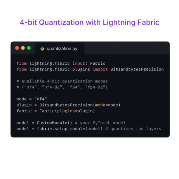 4-Bit Quantization with Lightning Fabric