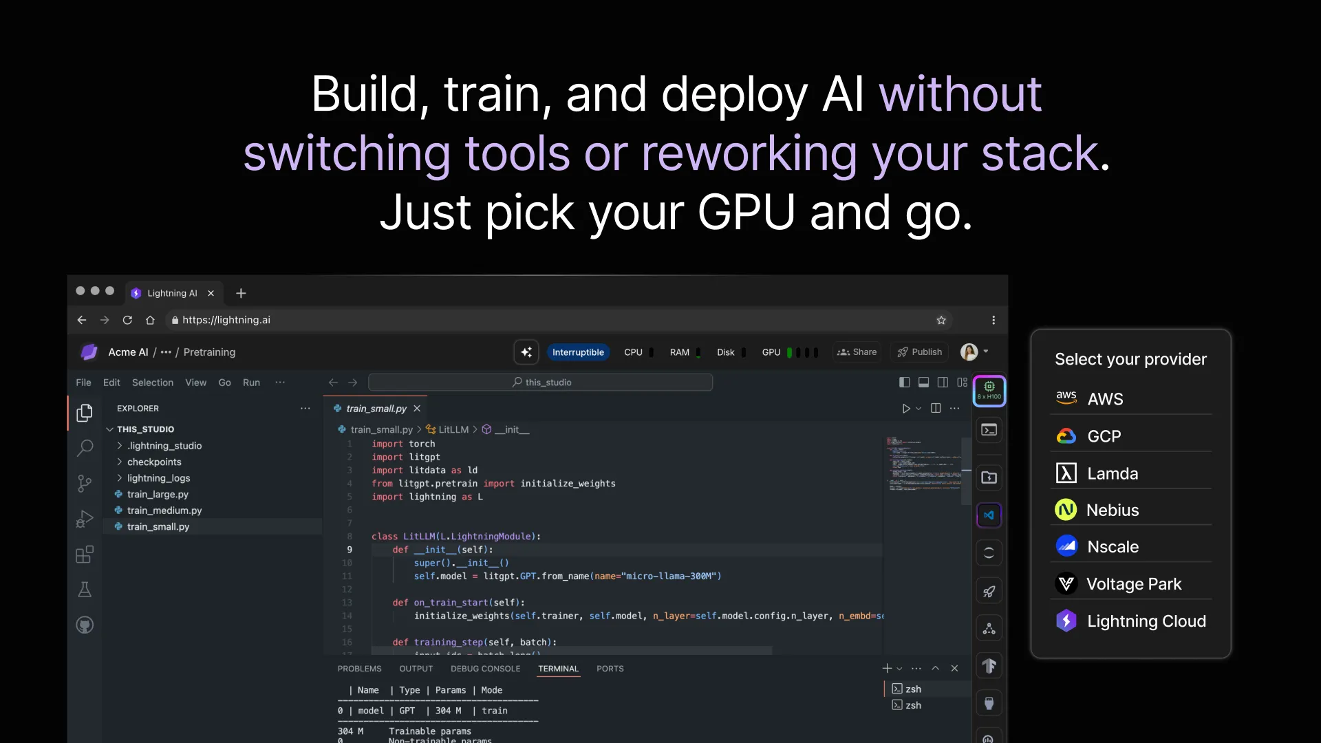 All the GPUs, available on the AI development platform teams already use. Choose the best GPU for your workload.&nbsp;